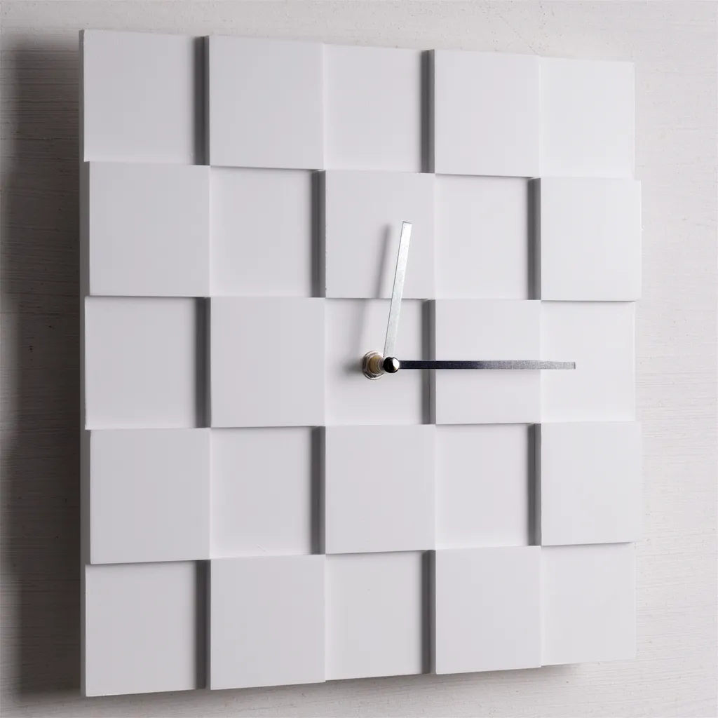 DESIGN WANDUHR 3D PLATES | 30cm Quadratische Küchenuhr Moderne Wanduhr