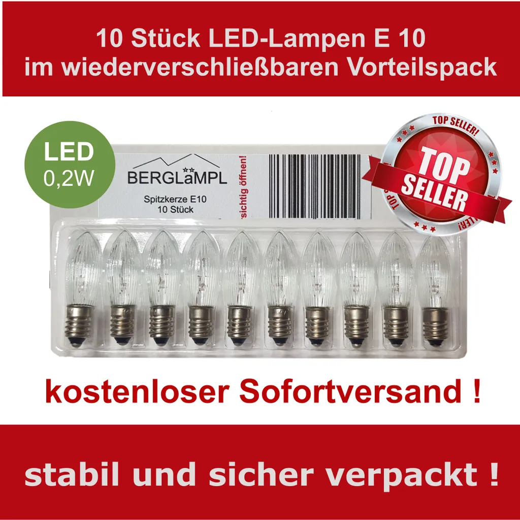 10 St. E10 LED-Ersatzlampen Glühbirnen Topkerze Für Lichterkette 8V-55V/0.2W - Image 2