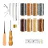 21 Stk Lederwerkzeug Set Mit Nähnadel Ahle Nähen Maßband Wachsdraht, DIY Leder Handwerk