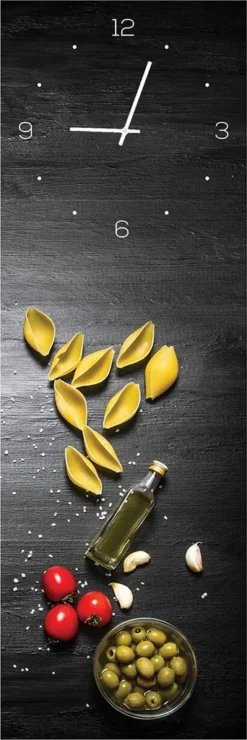 Wanduhr Aus Glas 20x60cm Uhr Als Glasbild Pasta Küche Nudeln Deko