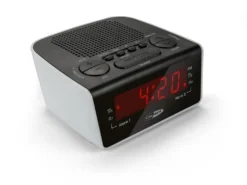 Caliber Alarm Clock Radio Mit FM -Radio Und Doppelalarm - Digitaler Wecker Mit Rotem Display - Weiß (HCG015)
