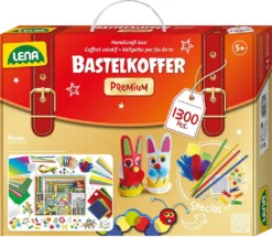 LENA Spielwaren Bastelkoffer Premium, 1.300 Teile Materialsets Basteln & Kreativitätsspielzeug Bayw1120