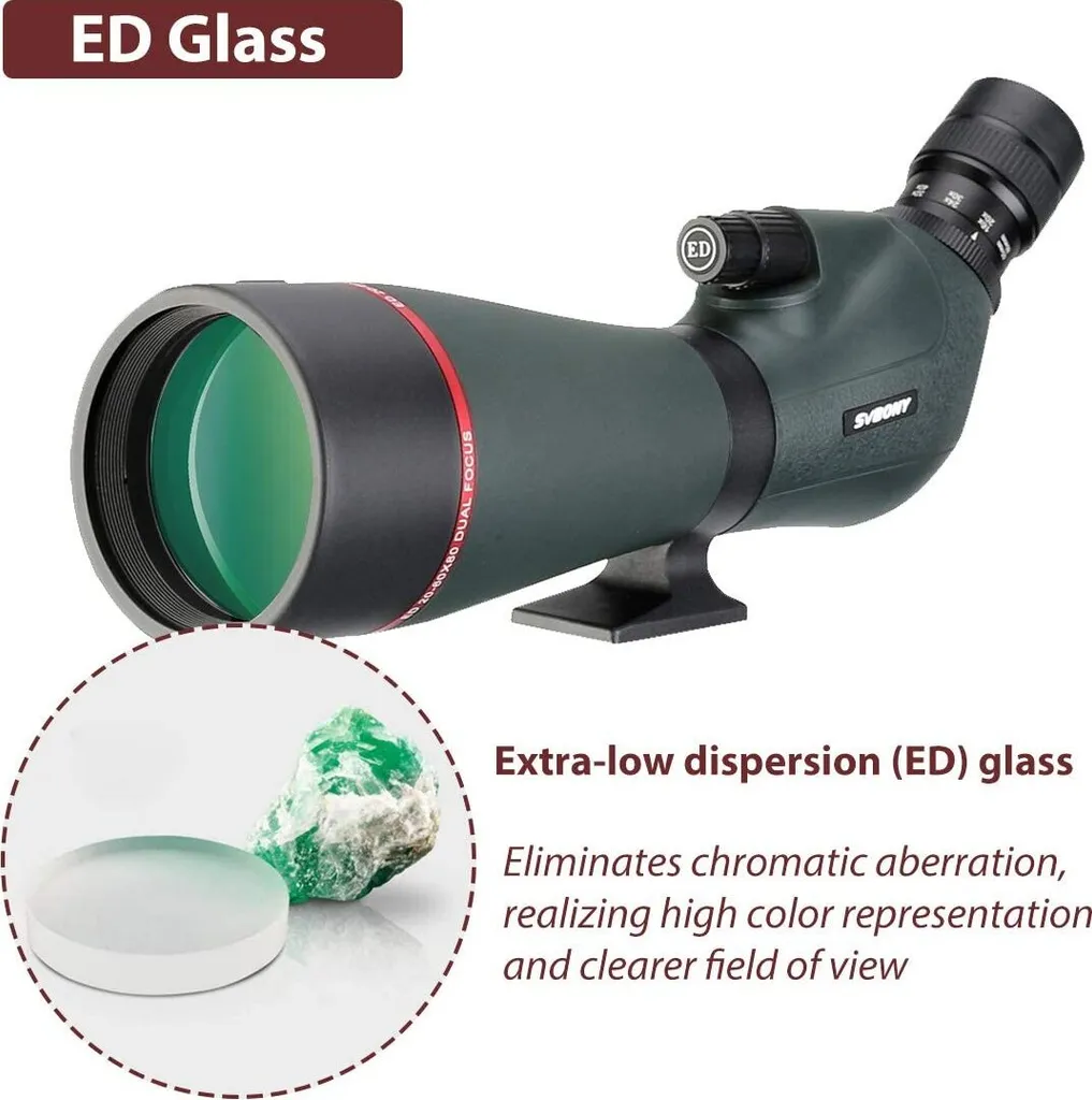 Svbony SV406P ED Spektiv 20-60x80, Doppelter Fokus Spektive Vogelbeobachtung Austauschbares Astronomie-Okular, Wasserdichtes Bak4 Prisma Monokular Fernrohr Einsatzbereit - Image 2