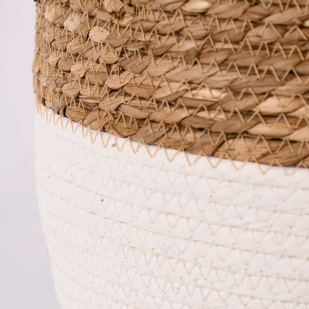 Korb Aus Seegras Zweifarbig Rund Mit Henkeln Natur Weiß Verschiedene Größen, Motiv/Größe:Mittel - Image 3